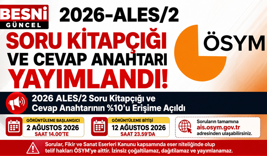 ÖSYM'den ALES/2 Duyurusu: Sorular Erişime Açıldı