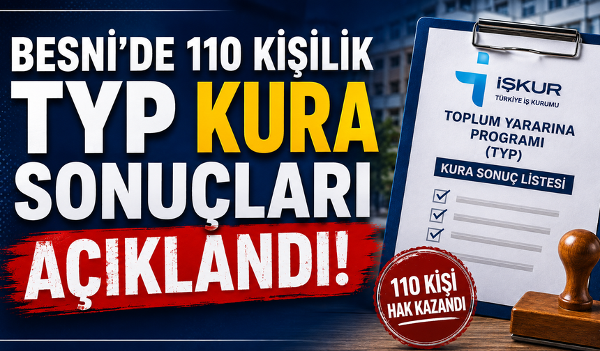 İŞKUR TYP Kura Sonuçları Açıklandı: Besni’de 110 Kişi Hak Kazandı