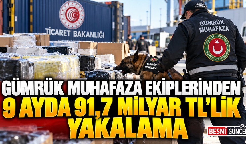 Gümrük Muhafaza Ekiplerinden 9 Ayda 91,7 Milyar TL’lik Yakalama