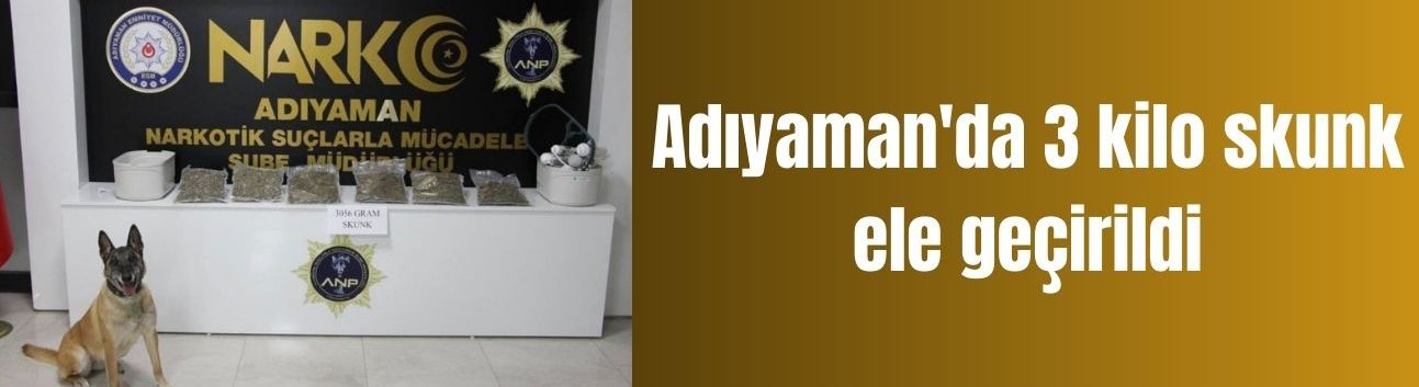 Adıyaman'da 3 kilo skunk ele geçirildi