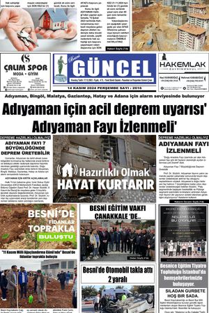 BESNİ GÜNCEL GAZETESİ 14.11.2024